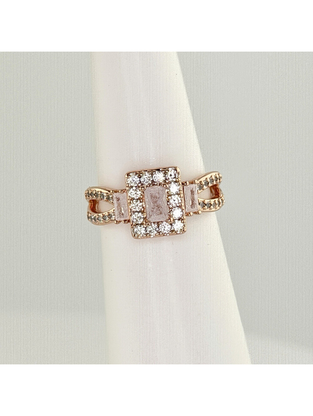 Bomb Party RBP5537 Ring Sz 7 "Never Alone" White Ice Crystal on Rose Gold RETRO
